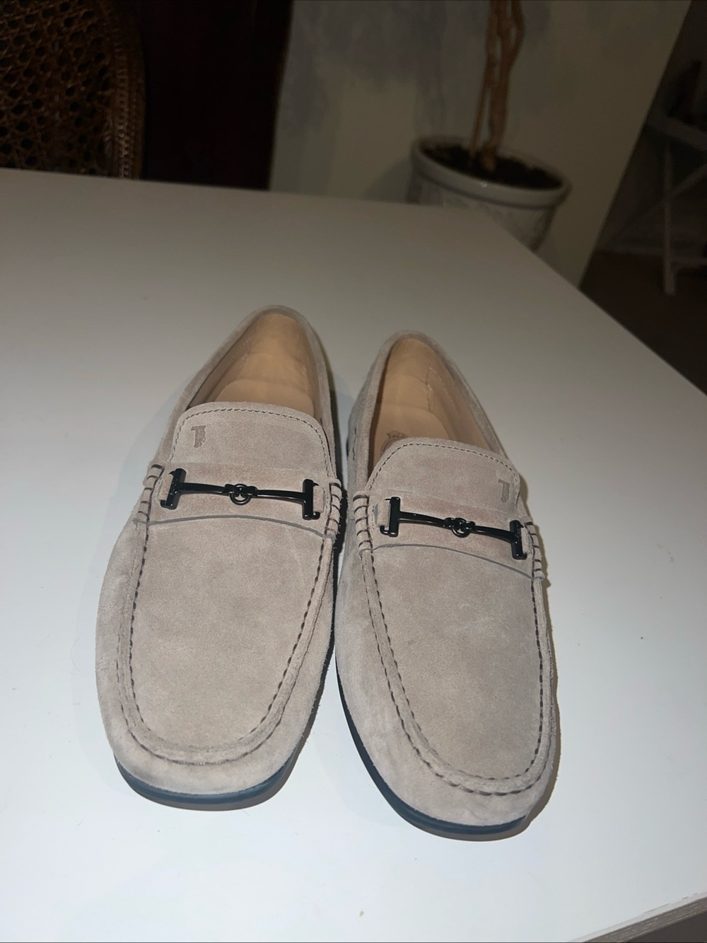TOD’S Men’s 8.5 Tan Nude Brown Suede Bit Loafers Made in Italy Leather Sole